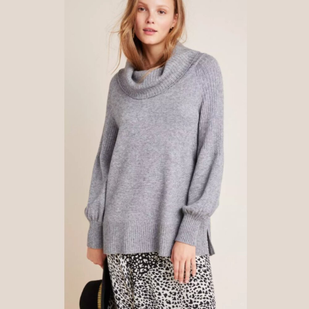 Anthropologie Paloma Oversized Gray Knit Tunic Sweater Medium